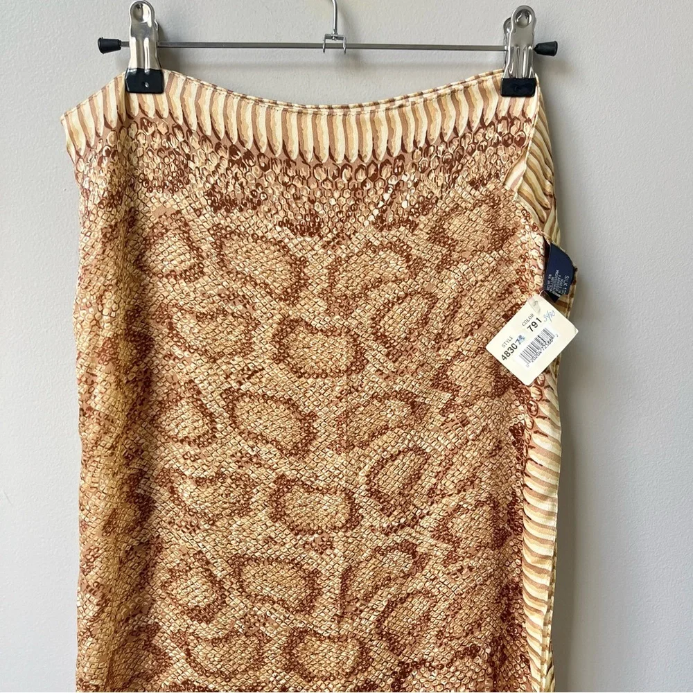 Vintage Ralph Lauren 100% Silk Scarf Animal Print Japan Preppy Classic 90s Camel - Picture 10 of 12